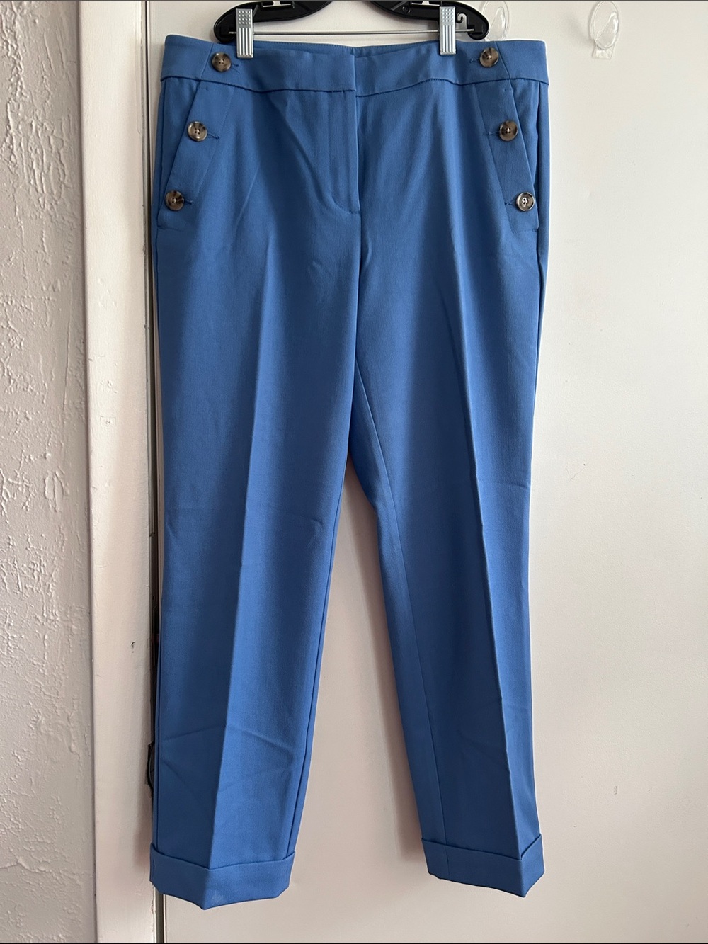 LOFT Blue Straight-Leg Sailor Button Pants